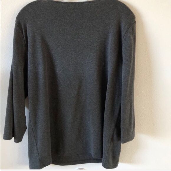 Karen Scott silver beaded embellishments V-neck cotton Tee size large - Picture 5 of 6